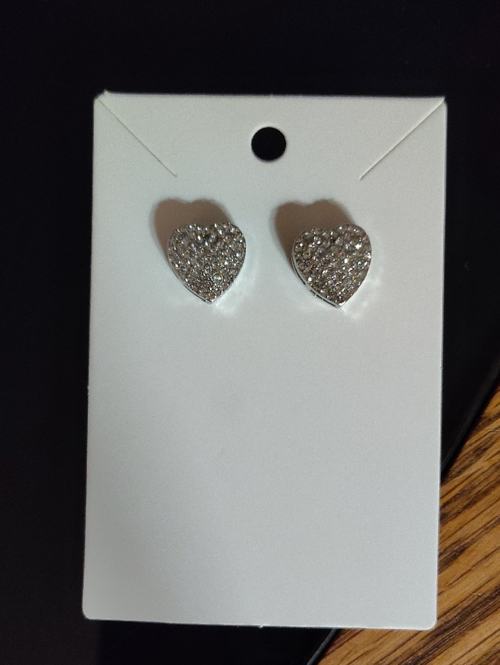 Fashion Jewelry Silver Pave Heart Stud Earrings